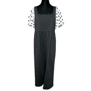 Crosby Black and White Polka Dot Jumpsuit Size Medium Fun Retro One-Piece
